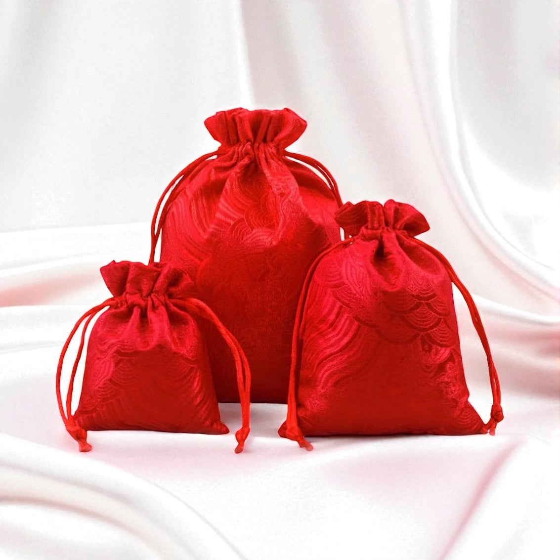 Full Red Seigaiha Pouch