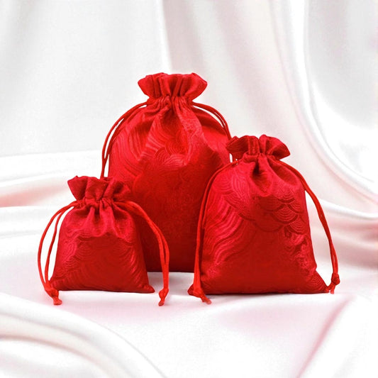 Full Red Seigaiha Pouch